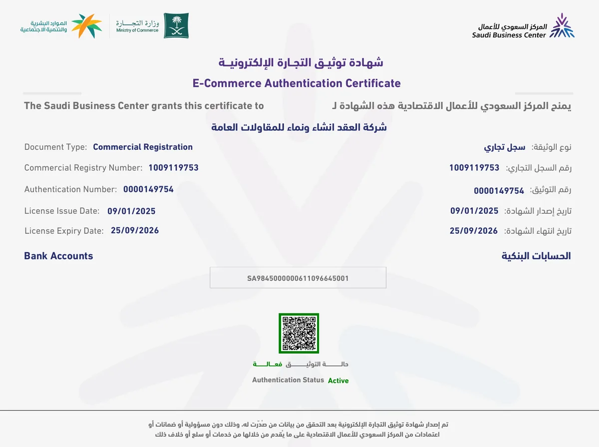 E-Commerce Authentication Certificate